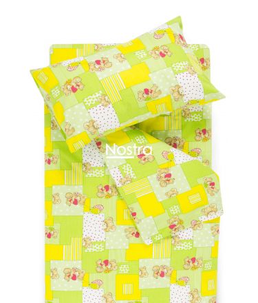 Children bedding set LITTLE BEAR & HEARTS 10-0331-GREEN/YELLOW 140x200, 50x70 cm