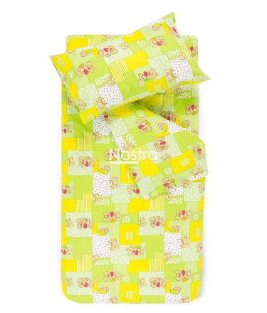 Children bedding set LITTLE BEAR & HEARTS 10-0331-GREEN/YELLOW 140x200, 50x70 cm