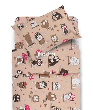 Children bedding set FRIENDLY OWLS 10-0451-BEIGE 140x200, 50x70 cm