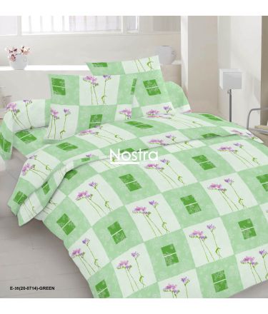 Polycotton bedding set FLOWERS 20-0714-GREEN 140x200, 50x70 cm