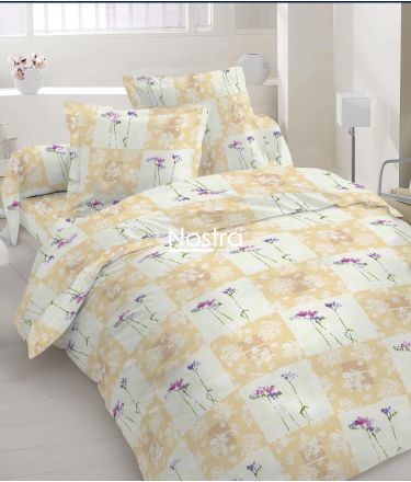 Polycotton bedding set FLOWERS 20-0714-BEIGE 140x200, 50x70 cm