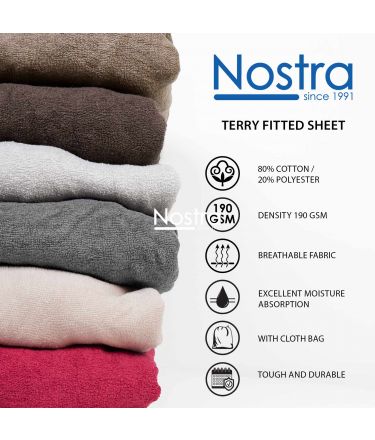 Fitted terry sheets TERRYBTL-WINE RED