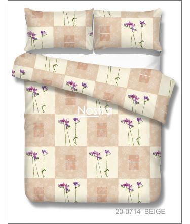 Polycotton bedding set FLOWERS 20-0714-BEIGE 140x200, 50x70 cm