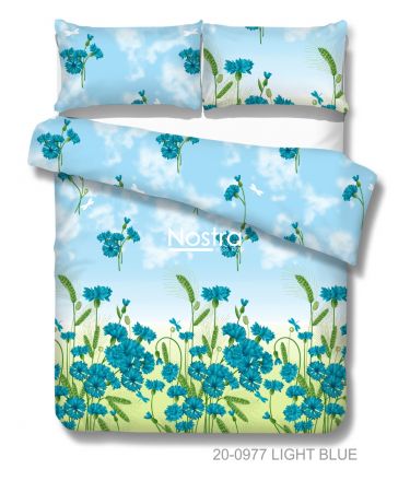 Polycotton bedding set FLOWERS 20-0977-LIGHT BLUE 140x200, 50x70 cm