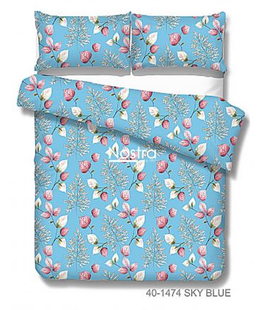 Cotton bedding set DANIELLA 40-1474-SKY BLUE 200x220, 70x70 cm