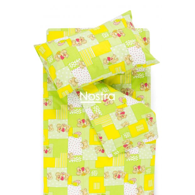 Children bedding set LITTLE BEAR & HEARTS 10-0331-GREEN/YELLOW 140x200, 50x70 cm