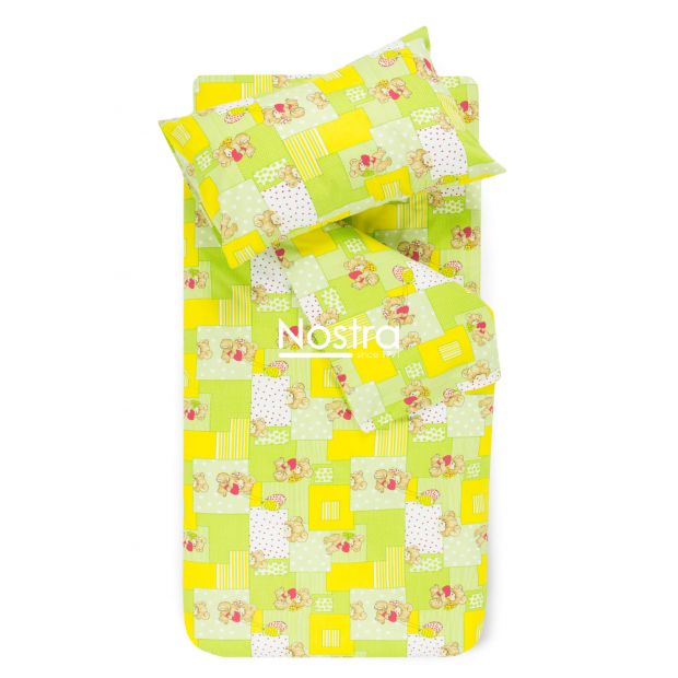 Children bedding set LITTLE BEAR & HEARTS 10-0331-GREEN/YELLOW 140x200, 50x70 cm