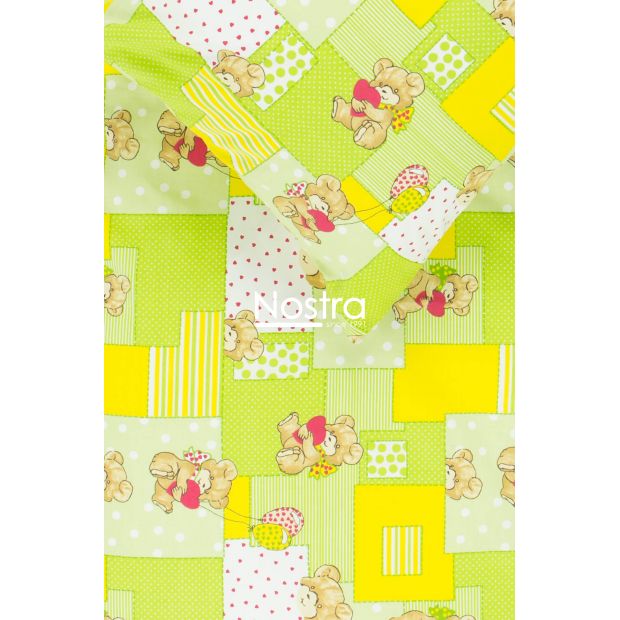 Children bedding set LITTLE BEAR & HEARTS 10-0331-GREEN/YELLOW 140x200, 50x70 cm