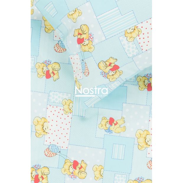 Children bedding set LITTLE BEAR & HEARTS 10-0331-BLUE 140x200, 50x70 cm