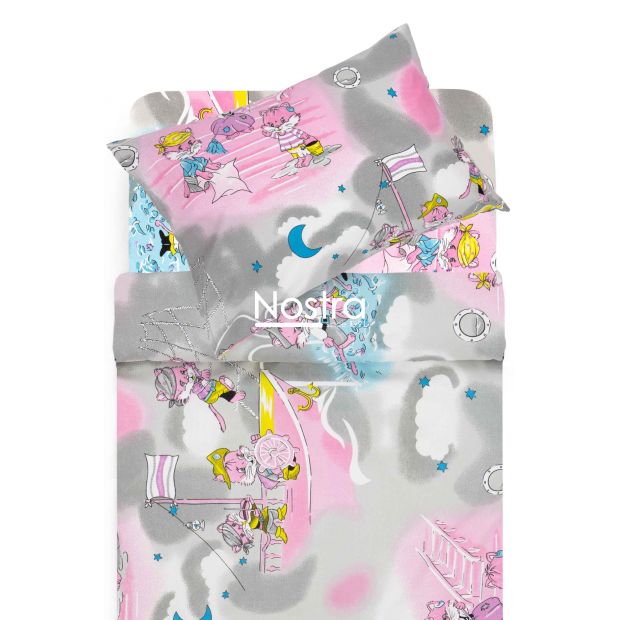 Voodipesu lastele PIRATES 10-0040-GREY PINK 140x200, 50x70 cm