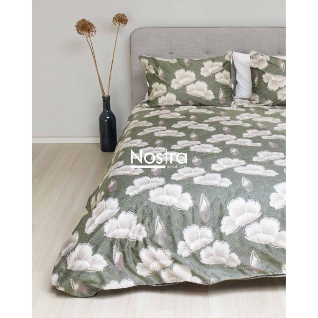 PREMIUM mako-satiinist voodipesu CARLY 20-1638-DARK GREEN 200x220, 50x70 cm