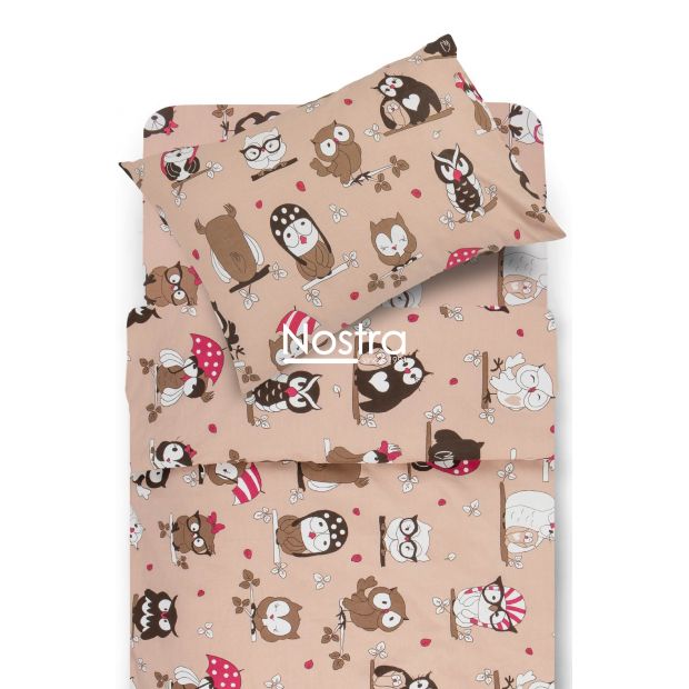 Children bedding set FRIENDLY OWLS 10-0451-BEIGE 140x200, 50x70 cm