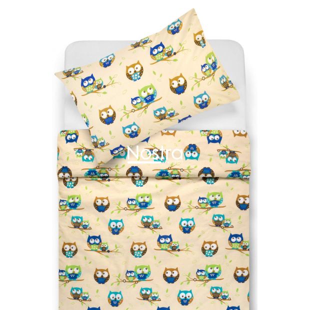 Children bedding set OWLS FAMILY 10-0074-YELLOW GREEN 140x200, 50x70 cm