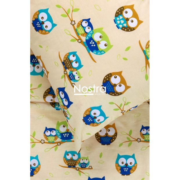 Voodipesu lastele OWLS FAMILY 10-0074-YELLOW GREEN 140x200, 50x70 cm