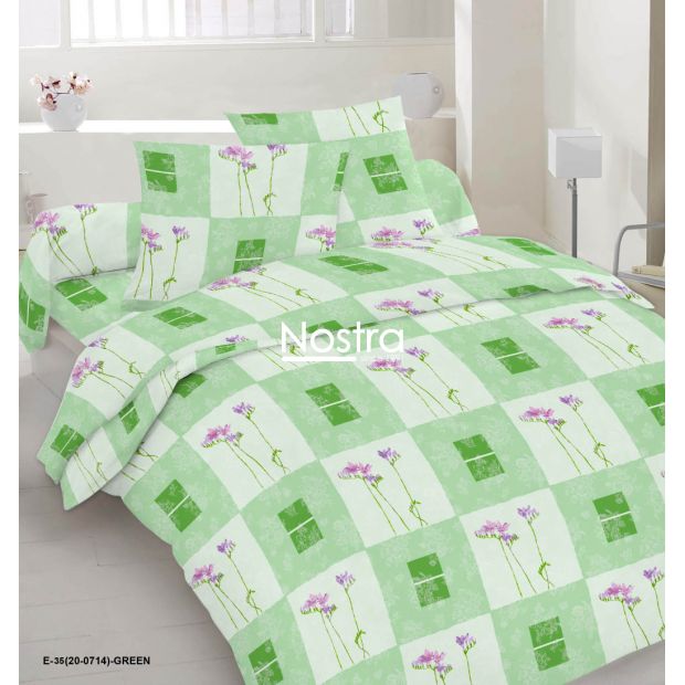 Polycotton bedding set FLOWERS 20-0714-GREEN