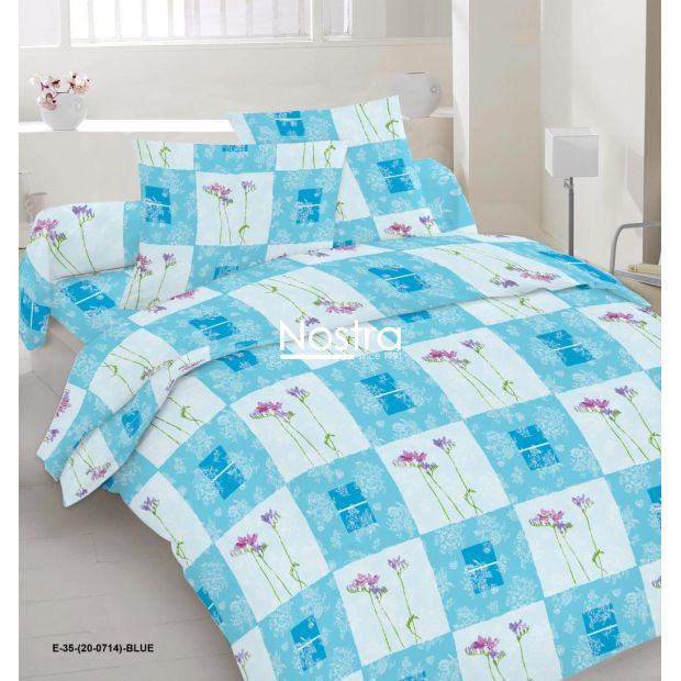 Polycotton bedding set FLOWERS 20-0714-BLUE