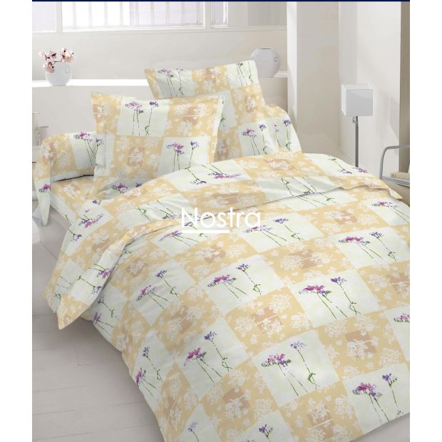 Polycotton bedding set FLOWERS 20-0714-BEIGE 140x200, 50x70 cm