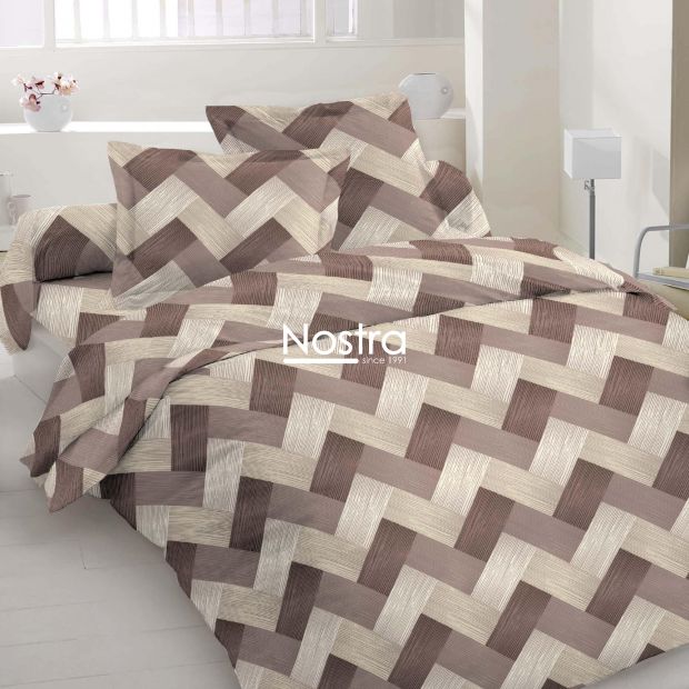 Polycotton bedding set GEOMETRY 30-0793-BROWN