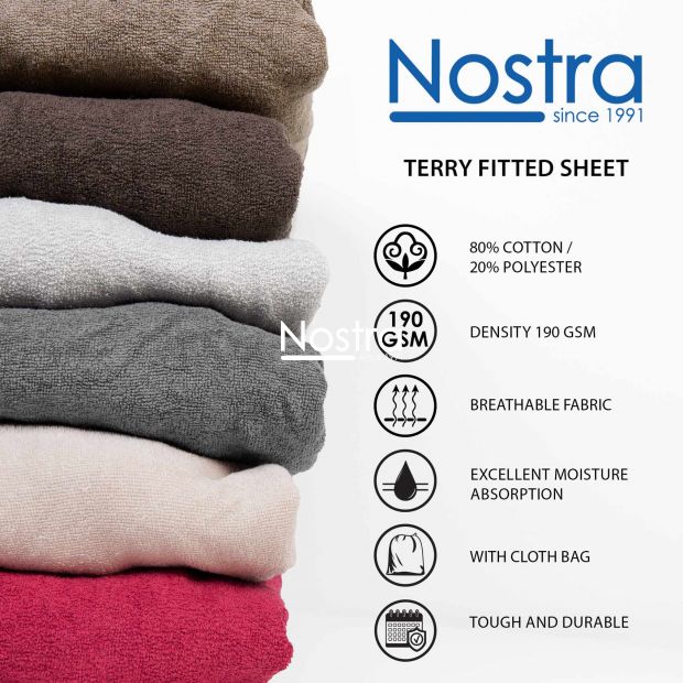 Fitted terry sheets TERRYBTL-WINE RED