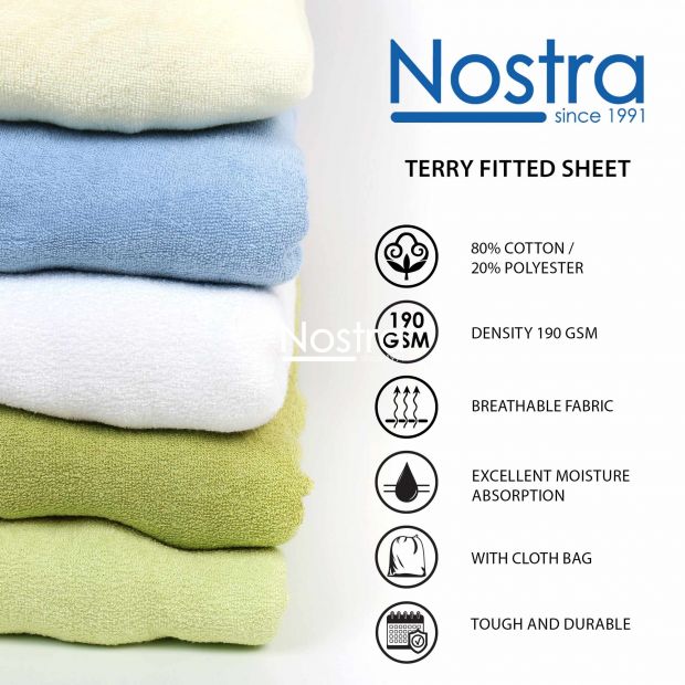 Fitted terry sheets TERRYBTL-LEAF GREEN