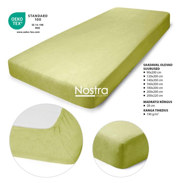 Frotee voodilina kummiga TERRYBTL-LEAF GREEN 120x200 cm