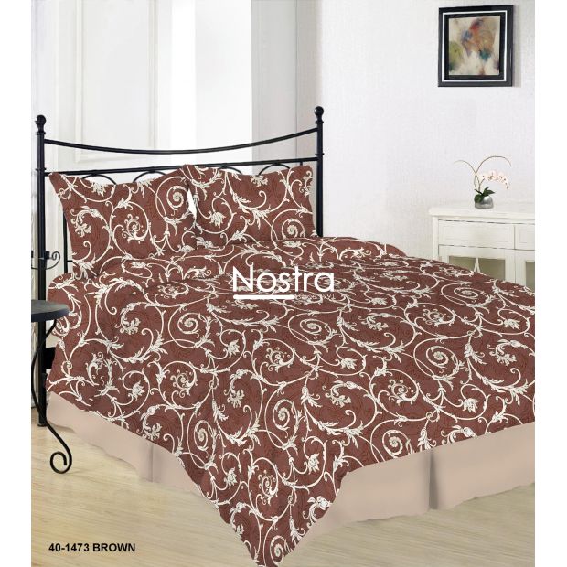 Cotton bedding set DAHLIA 40-1473-BROWN