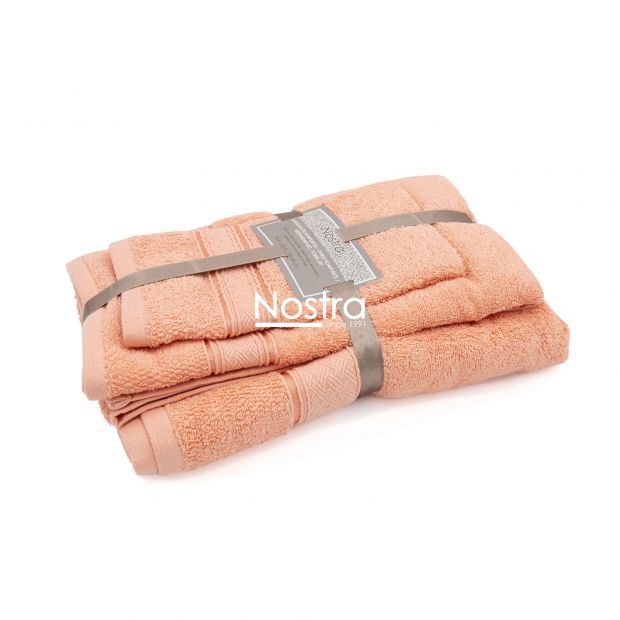 3 piece towel set T0184 T0184-CORAL 289 30x50, 50x70, 70x140 cm