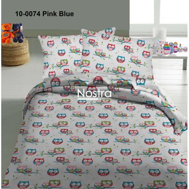 Children bedding set HAPPY OWLS 10-0074-PINK BLUE 100x145, 40x60, 107x150 cm