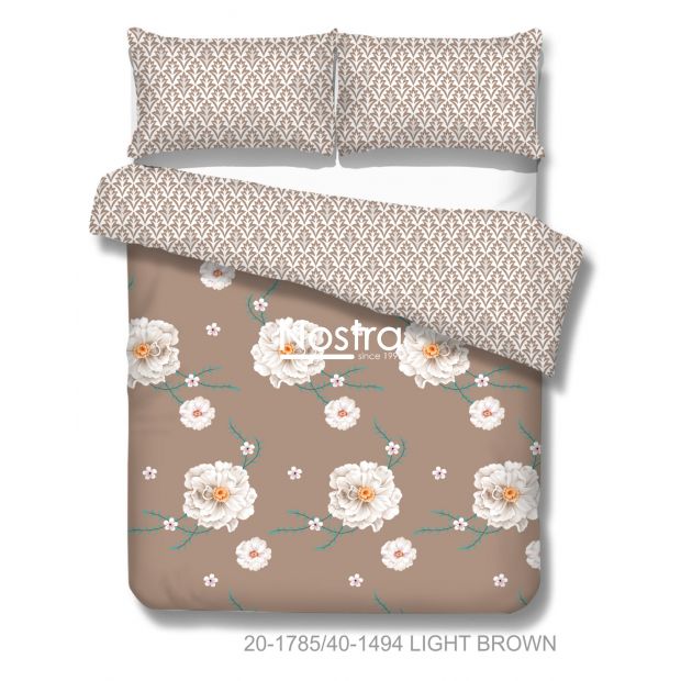 Polycotton bedding set FLOWERS 20-1785/40-1494-LIGHT BROWN