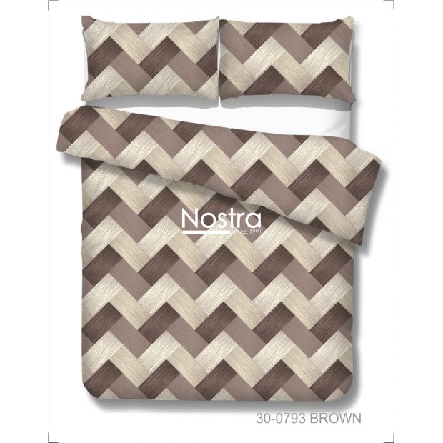 Polycotton bedding set GEOMETRY 30-0793-BROWN 140x200, 50x70 cm