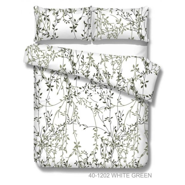 Polycotton bedding set ABSTRACT 40-1202-WHITE GREEN