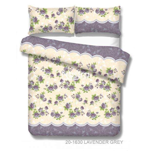 Polycotton bedding set FLOWERS 20-1630-LAVENDER GREY