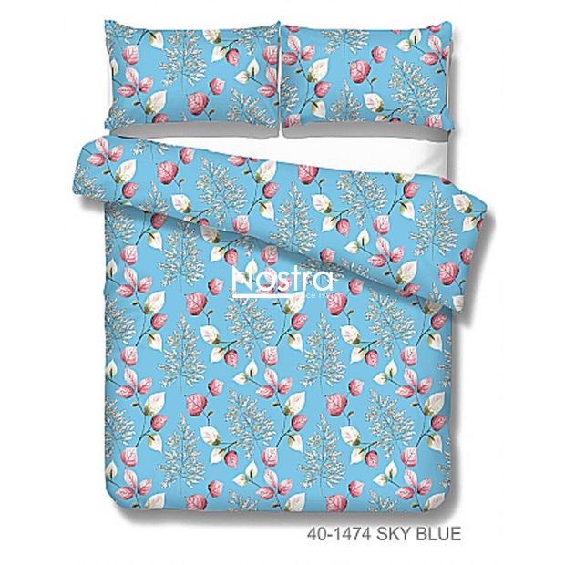 Cotton bedding set DANIELLA 40-1474-SKY BLUE 200x220, 70x70 cm