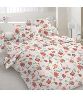 Polycotton bedding set FLOWERS 20-1784-RED