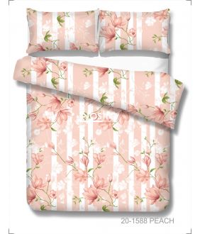 Polycotton bedding set FLOWERS 20-1588-PEACH 20-1588-PEACH