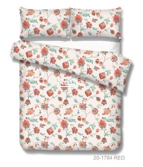 Polycotton bedding set FLOWERS 20-1784-RED 20-1784-RED